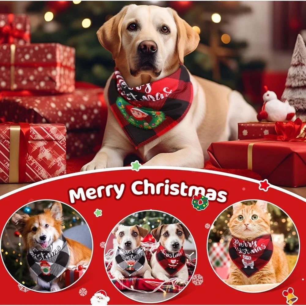 60‎ Pcs Xmas Dog Bandanas